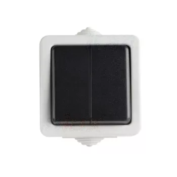   Kanlux 25352 TEKNO 05-1028-143 kettős váltóérintkezős kapcsoló(106+6), fekete, csavaros bekötés, 10AX - 250V~ (Kanlux 25352)