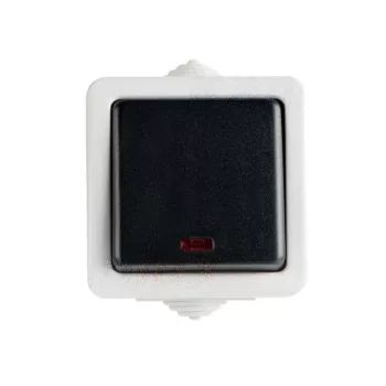   Kanlux 25353 TEKNO 05-1110-143 egypólusú kapcsoló(101), piros jelzőfénnyel, fekete, csavaros bekötés, 10AX - 250V~ (Kanlux 25353)