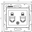 Kanlux MOWION DOMO 25932 dupla adapter informatikai csatlakozóaljzathoz ezüst burkolattal, keret nélkül (Kanlux 25932)