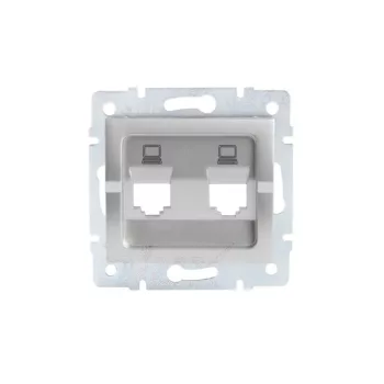   Kanlux MOWION LOGI 25938 dupla adapter informatikai csatlakozóaljzathoz ezüst burkolattal, keret nélkül (Kanlux 25938)