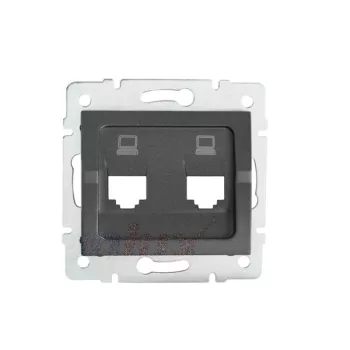   Kanlux MOWION LOGI 25939 dupla adapter informatikai csatlakozóaljzathoz grafit burkolattal, keret nélkül (Kanlux 25939)