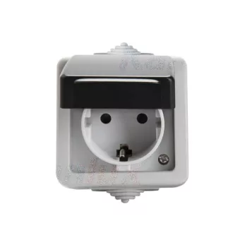   Kanlux 27130 TEKNO 05-1240-143 földelt csatlakozóaljzat (dugalj), 2P+F, gyermekvédelemmel, fekete, csavaros bekötés, 16A - 250V~ (Kanlux 27130)
