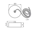 Kanlux 32542 ALIN CORD 1F-SR tápcsatlakozó ezüst színben, mennyezetre függeszthető, 2.5m kábelhossz, önzáró sorkapocssal (Kanlux 32542)
