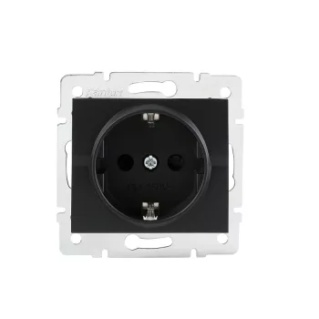  Kanlux MOWION LOGI 33605 Schuko földelt dugalj, tűzbiztos műanyag, 16A, fekete színben, IP20 védettséggel, 250V (Kanlux 33605)