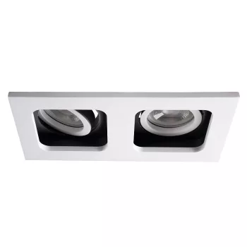   Kanlux 33663 REUL 2xDTL W/B szögletes beltéri SPOT dekorációs keret fehér/fekete színben, MR16/GU10 foglalathoz, 2 x max 10W teljesítmény, IP20 védettséggel, 12 V, 220-240V (Kanlux 33663)