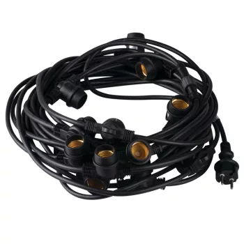   Kanlux 35758 GRL 15M15E27-B kültéri fényfüzér girland fekete színben, 15000mm hosszúság, 15db E27 foglalat, 15x max 10W teljesítmény, IP44 védettséggel, 220-240V ( Kanlux 35758 )