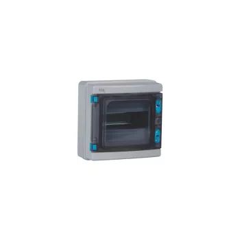   Kanlux 38451 KDB-IP65-S04T műanyag kiselosztó, 8 modul, 1 sor, PE+N sínnel, IP65, IK10, szürke színű ajtóval, falon kívüli, UV álló, 1500V AC/DC (Kanlux 38451)
