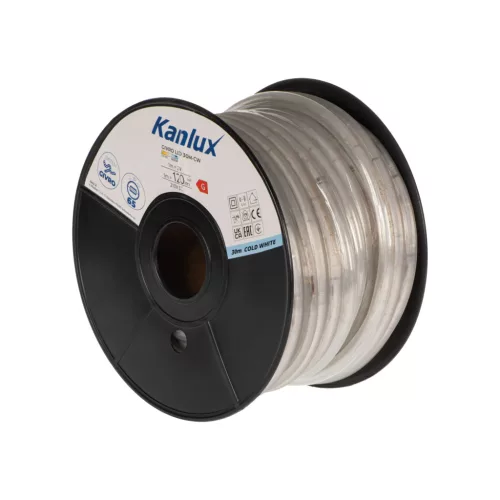 Kanlux 38579 GIVRO LED 30M-CW kültéri világító cső(fényszalag) 2W/m teljesítménnyel, 120lm/m, 6500K színhőmérséklet, 210V DC, IP65, 15000h, 13mm átmérő - 30fm/db (Kanlux 38579)