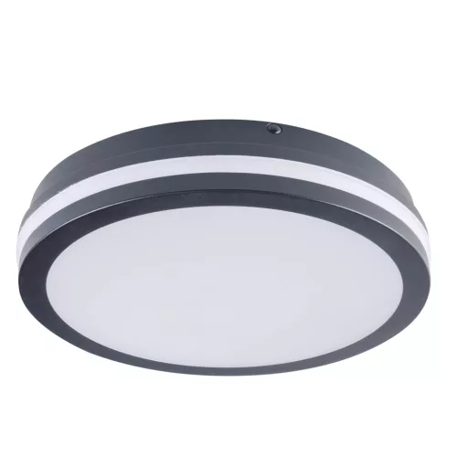 Kanlux 38784 BENO 24-30W CCT-O-SEG kerek kültéri mennyezeti/oldalfali LED lámpatest mozgásérzékelővel grafit színben, max 2850 / 3120 / 3050lm, 24 / 30W, 50000h, IP65, 3000/3500/4000K (Kanlux 38784)