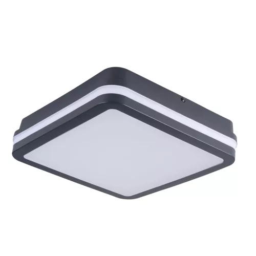 Kanlux 38787 BENO 12-18W CCT-L G szögletes kültéri mennyezeti/oldalfali LED lámpatest grafit színben, max 1630 / 1770 / 1750lm, 12 / 18W, 50000h, IP65, 220-240V AC, 3000/3500/4000K (Kanlux 38787)