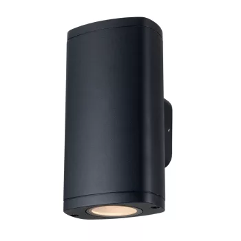   Kanlux 38882 ZEVI EL 2GU10 B kültéri oldalfali lámpatest fekete színben, 2db GU10 foglalattal, 2 x max 10W teljesítménnyel, IP54 védettséggel, 220-240V AC (Kanlux 38882)