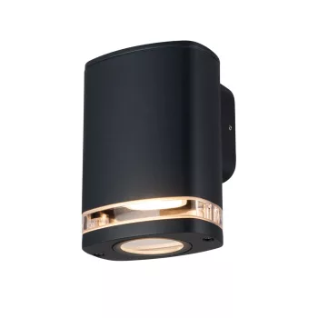   Kanlux 38884 ZEVI W EL 1GU10 B kültéri oldalfali lámpatest fekete színben, GU10 foglalattal, max 10W teljesítménnyel, IP54 védettséggel, 220-240V AC (Kanlux 38884)