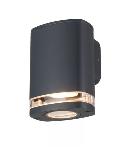 Kanlux 38885 ZEVI W EL 1GU10 G kültéri oldalfali lámpatest szürke színben, GU10 foglalattal, max 10W teljesítménnyel, IP54 védettséggel, 220-240V AC (Kanlux 38885)