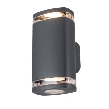   Kanlux 38887 ZEVI W EL 2GU10 G kültéri oldalfali lámpatest szürke színben, 2db GU10 foglalattal, 2 x max 10W teljesítménnyel, IP54 védettséggel, 220-240V AC (Kanlux 38887)