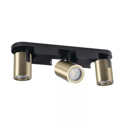 Kanlux 38962 LAURIN EL-3I B-G kerek beltéri oldalfali állítható lámpatest fekete / arany színben, 3db GU10 foglalattal, 3 x max 10W teljesítmény, IP20 védettséggel, 220-240V AC (Kanlux 38962)