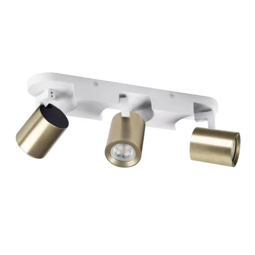 Kanlux 38966 LAURIN EL-3I W-G kerek beltéri oldalfali állítható lámpatest fehér / arany színben, 3db GU10 foglalattal, 3 x max 10W teljesítmény, IP20 védettséggel, 220-240V AC (Kanlux 38966)