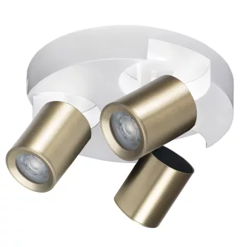   Kanlux 38967 LAURIN EL-3O W-G kerek beltéri oldalfali állítható lámpatest fehér / arany színben, 3db GU10 foglalattal, 3 x max 10W teljesítmény, IP20 védettséggel, 220-240V AC (Kanlux 38967)