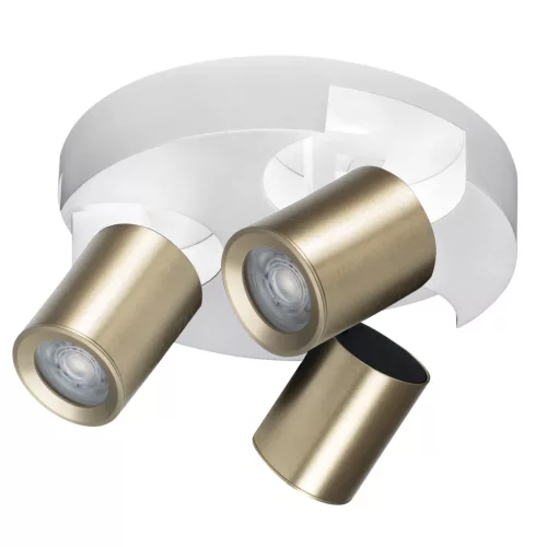 Kanlux 38967 LAURIN EL-3O W-G kerek beltéri oldalfali állítható lámpatest fehér / arany színben, 3db GU10 foglalattal, 3 x max 10W teljesítmény, IP20 védettséggel, 220-240V AC (Kanlux 38967)