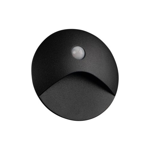 Kanlux 39124 EXIN LED PIR O B-WW kerek kültéri oldalfali süllyesztett lépcsővilágító fekete színben, 50lm, 2,5W teljesítmény, 30000h élettartammal, IP65 védettséggel, 3000K, 220-240V AC (Kanlux 39124)