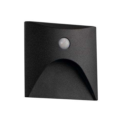 Kanlux 39130 EXIN LED PIR L B-WW szögletes kültéri oldalfali süllyesztett lépcsővilágító fekete színben, 50lm, 2,5W teljesítmény, 30000h élettartammal, IP65 védettséggel, 3000K, 220-240V AC (Kanlux 39130)