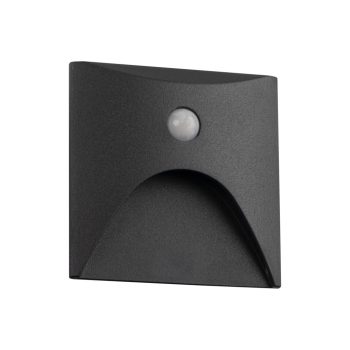   Kanlux 39131 EXIN LED PIR L GR-WW szögletes kültéri oldalfali süllyesztett lépcsővilágító szürke színben, 50lm, 2,5W teljesítmény, 30000h élettartammal, IP65 védettséggel, 3000K, 220-240V AC (Kanlux 39131)