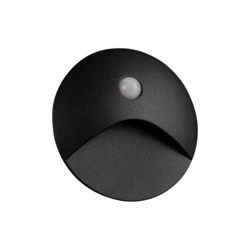   Kanlux 39136 EXIN LED PIR O B-NW kerek kültéri oldalfali süllyesztett lépcsővilágító fekete színben, 50lm, 2,5W teljesítmény, 30000h élettartammal, IP65 védettséggel, 4000K, 220-240V AC (Kanlux 39136)