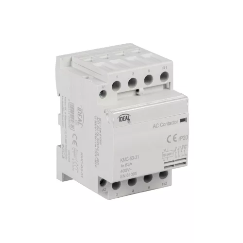 Kanlux 45834 KMC moduláris mágneskapcsoló, 63 A, 3 záró és 1 nyitó érintkező, 230 V AC vezérlőfeszültség, 3 modul, IP20 védettséggel, 230 V AC ( Kanlux 45834 )