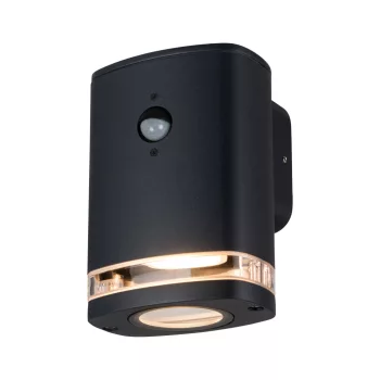   Kanlux 90100 ZEVI kültéri kerti lámpatest, mozgásérzékelővel, fekete színben, GU10 foglalattal, max 7 W teljesítményű fényforráshoz, IP54 védettséggel, 220–240 V AC ( Kanlux 90100 )