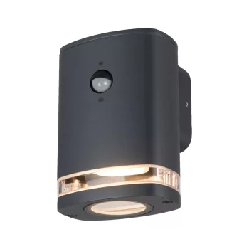   Kanlux 90101 ZEVI kültéri kerti lámpatest, mozgásérzékelővel, grafit színben, GU10 foglalattal, max 7 W teljesítményű fényforráshoz, IP54 védettséggel, 220–240 V AC ( Kanlux 90101 )