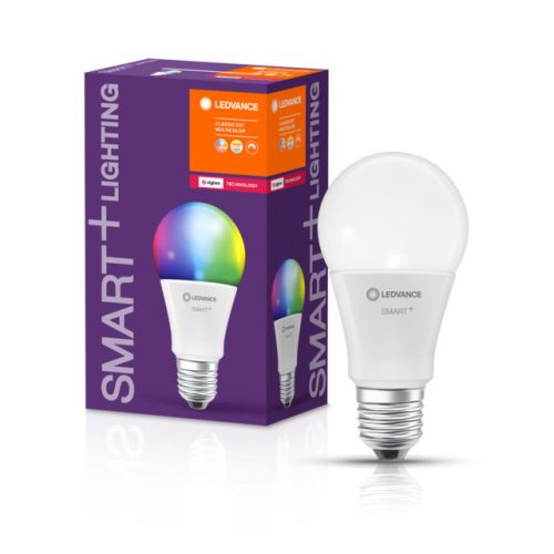 LEDVANCE SMART+ Zigbee vezérlésű LED fényforrás Classic forma szabályozható 9 W-os változtatható színhőmérséklet:fehér / RGBW 2700-6500 K 806 lm IP20 20 000 óra E27 hangvezérelhető 4058075208391
