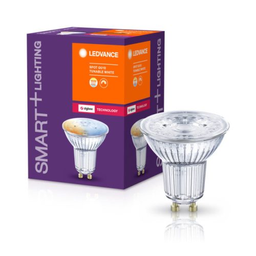 LEDVANCE SMART+ Zigbee vezérlésű, LED fényforrás, SPOT GU10, szabályozható, 5 W-os, változtatható színhőmérséklet: fehér 2700-6500 K, 350 lm, IP20, 20 000 óra, GU10, hangvezérelhető 4058075208438