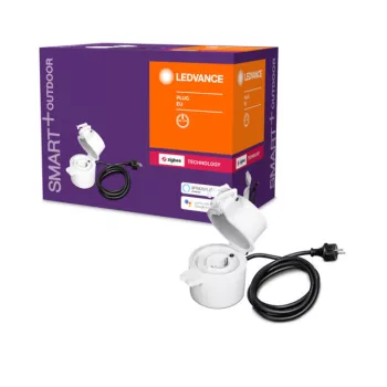 LEDVANCE SMART+ Zigbee kültéri okos dugalj, IP44 védettséggel, hangvezérelhető, 100mm széles
