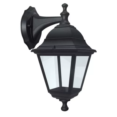 LEDVANCE fali lámpa kültéri fekete, IP44, E27 foglalat, alumínium ház, LANTERN CLASSIC E27 SIDE DOWN