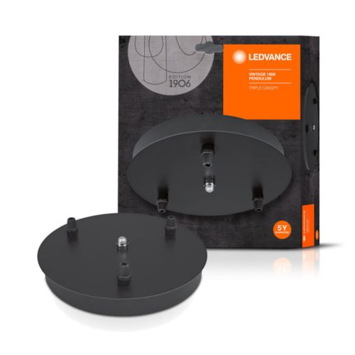 LEDVANCE Vintage 1906 PenduLum Canopy 3x beltéri mennyezeti konzol fekete, 200mm átmérő