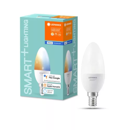 LEDVANCE SMART+ LED gyertya izzó Bluetooth, 5W, 2700K, E14 foglalat, 470lm, 38mm átmérő