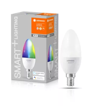 LEDVANCE SMART+ LED gyertya izzó WiFi, 5W, 2700K, E14 foglalat, 470lm, meleg fehér, 107mm