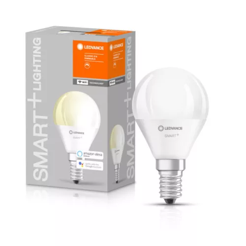LEDVANCE SMART+ LED Mini bulb WiFi, E14 foglalat, 5W, 2700K, 470lm, meleg fehér, okos izzó