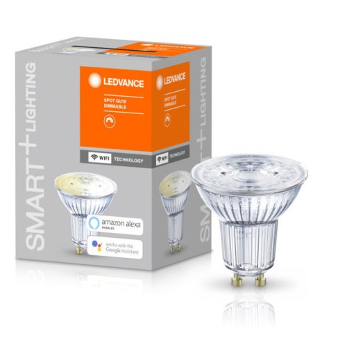 LEDVANCE SMART+ WIFI vezérlésű, LED fényforrás, SPOT GU10, szabályozható, 5 W-os, ( 2700 K ), 350 lm, IP20, 20 000 óra élettartammal, foglalat: GU10, hangvezérelhető, ( LEDVANCE 4058075485655 )