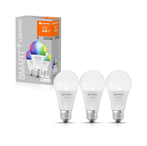 LEDVANCE SMART+ WIFI vezérlésű LED fényforrás Classic forma szabályozható 9 W-os változtatható színhőmérséklet: fehér / RGBW 2700-6500 K 806 lm IP20 15 000 óra E27 hangvezérelhető 4058075485754