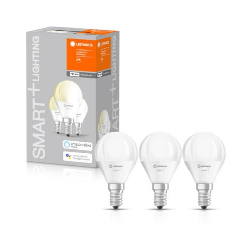 LEDVANCE SMART+ WIFI vezérlésű, LED fényforrás, Mini bulb, szabályozható, 5 W-os, ( 2700 K ), 470 lm, IP20, 20 000 óra élettartammal, foglalat: E14, hangvezérelhető, ( LEDVANCE 4058075485952 )