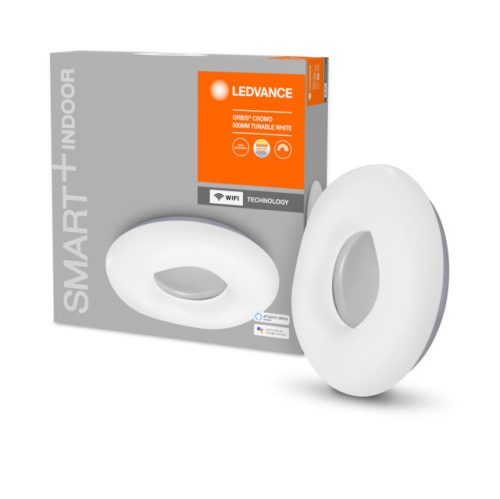 LEDVANCE SMART+ WIFI vezérlésű ORBIS Cromo mennyezeti LED lámpa 500 CR 30 W-os beltéri változtatható színhőmérséklet: fehér 3000-6500 K IP20 3300 lm 30 000 óra LED modul hangvezérelhető 4058075486485