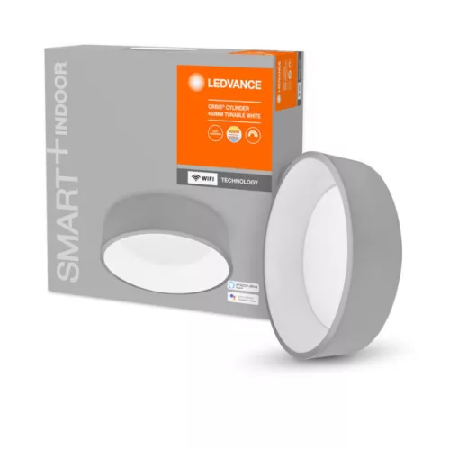 LEDVANCE SMART+ Orbis Cylinder mennyezeti lámpa beltéri fehér, okos WiFi, 24W, Szürke