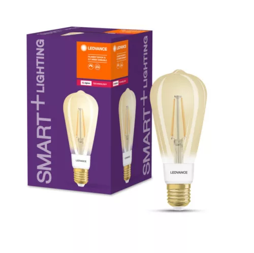 LEDVANCE SMART+ LED izzó, okos Zigbee, filament, 6W, 2400K, E27 foglalat, 680lm, meleg fehér