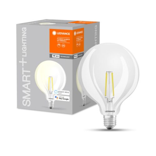 LEDVANCE SMART+ WIFI vezérlésű, LED fényforrás, Classic Globe forma, Fillament, szabályozható, 5,5 W-os, (2400 K), 806 lm, IP20, 15 000 óra élettartammal, foglalat: E27, (LEDVANCE 4058075528291)