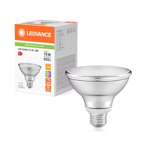 LEDVANCE dimmelhető LED spot, E27 foglalat, 10W, 2700K, 633lm, meleg fehér, energiatakarékos