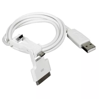   Legrand 050683 USB töltőkábel 3 az 1-ben mini, micro, iPhone csatlakozóval, fehér, 1 m ( Legrand 050683 )