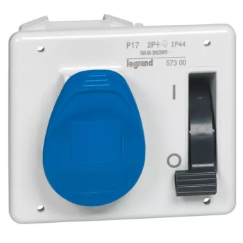   Legrand 057300 P17 Tempra Pro beépíthető csatlakozóaljzat reteszelő kapcsolóval IP44 230V 16A 2P+F ( Legrand 057300 )