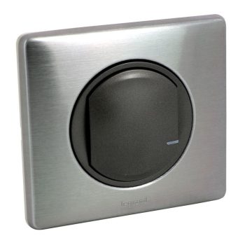   Legrand Netatmo 064891 Celiane okos egypólusú kapcsoló / fényerőszabályzó (végrehajtó), süllyesztett, retrofit, kompenzátor modullal és díszítőkerettel szállítva, grafitszürke színű, 2-vezetékes sorkapcsos kialakítás, gatewayhez csatlakoztatható