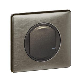   Legrand Netatmo 064893 Celiane okos szimpla kapcsoló (távvezérlő) 1 csoport vezetékes okos eszköz távvezérlésére alkalmas (egypólusú kapcsoló, mikromodul, csatlakozóaljzat..); díszítőkerettel, elemmel és kétoldalú ragasztóval szállítva grafitszürke