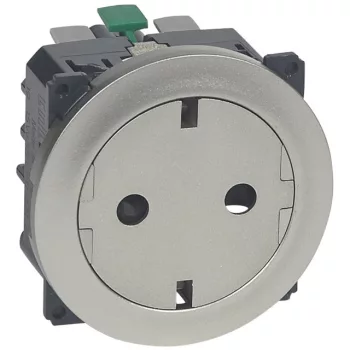   Legrand 067167 Céliane 2P+F csatlakozóaljzat, falsíkba illeszkedő titán betéttárcsával, gyermekvédelemmel, rugós bekötéssel ( Legrand 067167 )